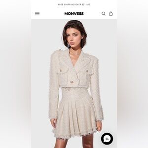 Textured jacket and skirt set by Monvess